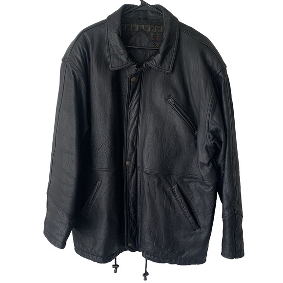 New River Other - New River Mens LARGE Black Lamb Leather Heavy Weight Coat Lambskin Vintage